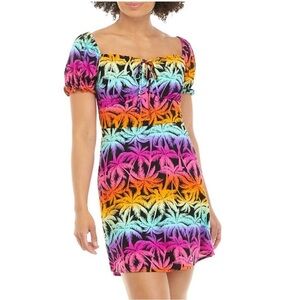 Cabana by Crown & Ivy Multicolored Palm Tree Rainbow Sundress Size 1X